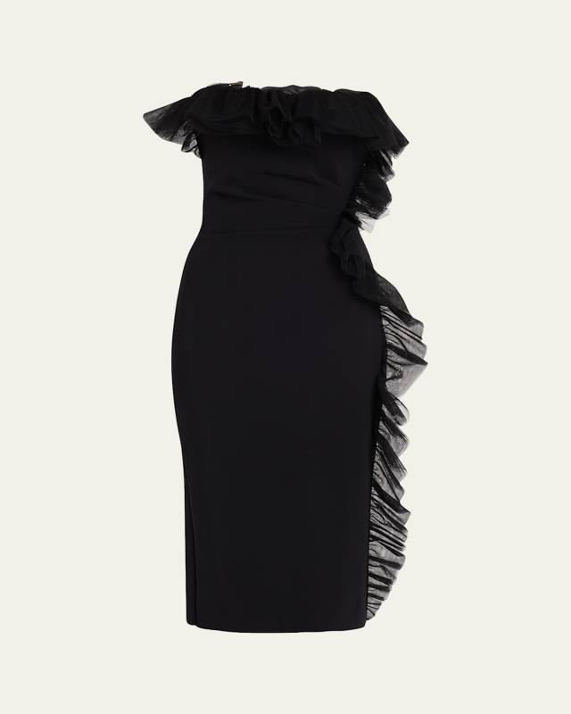 Strapless Ruffle-Trim Bodycon Dress
